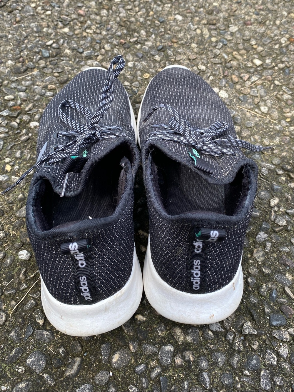 ADIDAS Black Knit Lace-Up Sneakers with White Sole WOMENS size 8.5